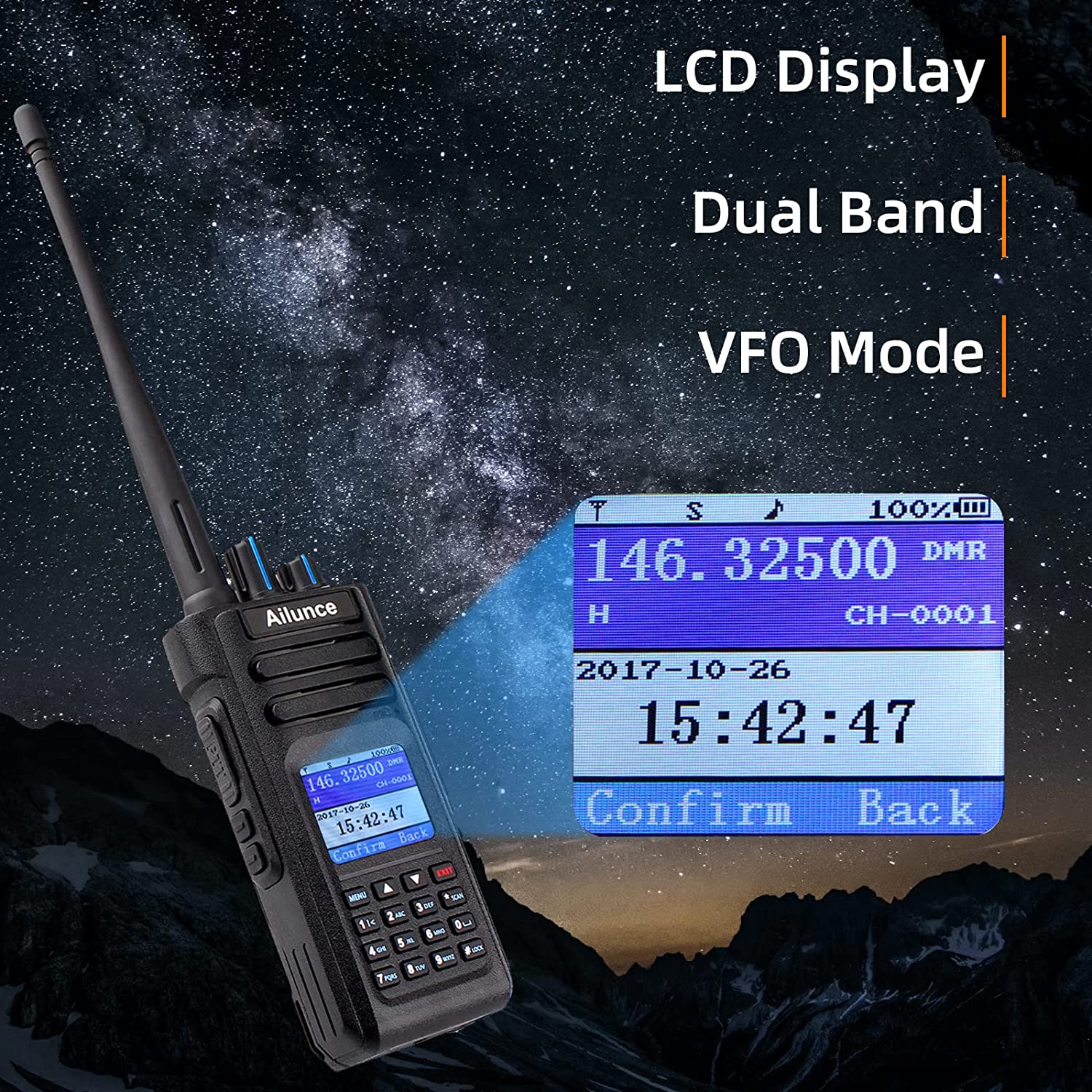 Ailunce HD1 DMR Radio Dual Band, IP67 Waterproof Digital Analog Two Way ...